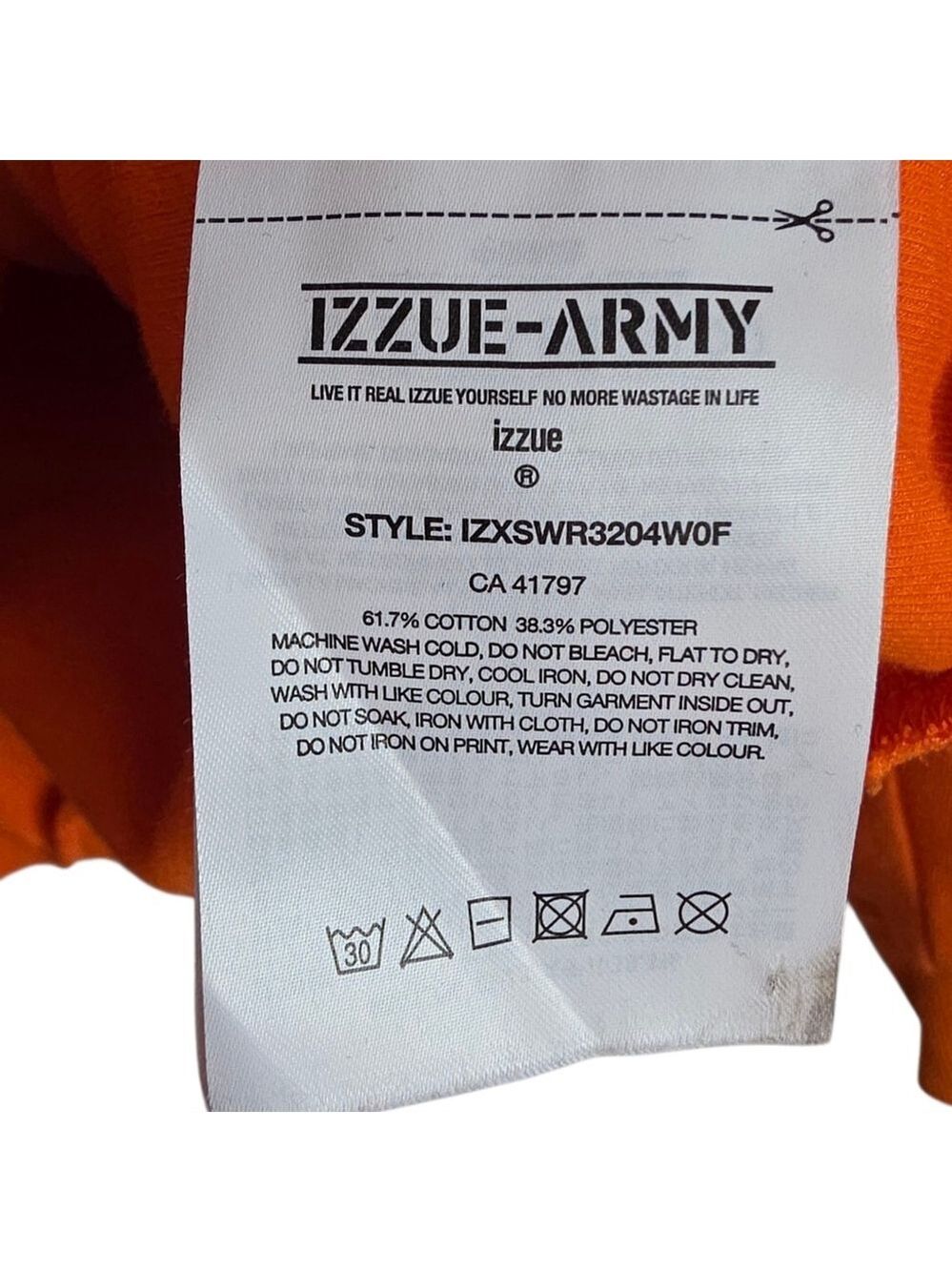 Izzue-Army Orange Graphic Crewneck Sweatshirt Men’s XL - Picture 8 of 10